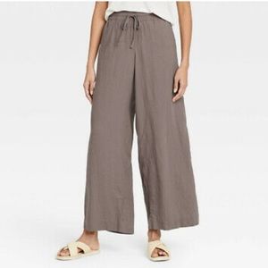 A New Day Brown Linen Mid Rise Linen Pants Medium